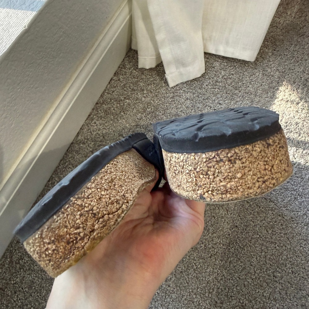 Birkenstock Ibiza Black Leather Double Strap‎ Cork Footbed Sandals 38 Comfy - Picture 6 of 10